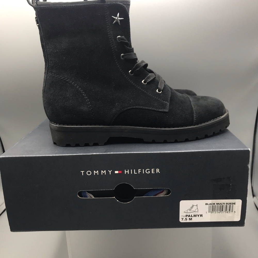 Tommy Hilfiger Combat Black suede Boot Women’s - Picture 4 of 7